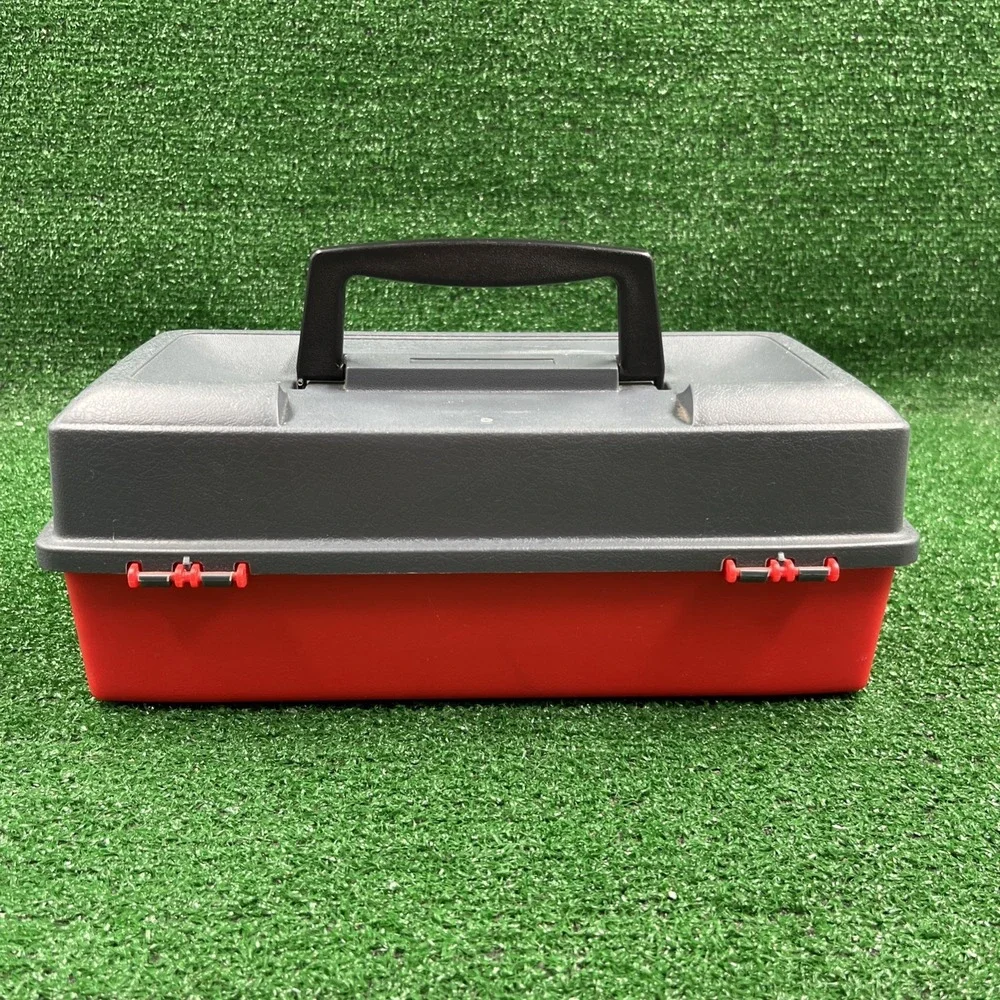 Vintage Plano Fishing Tackle Box #1001 Red Gray‎ One Tray